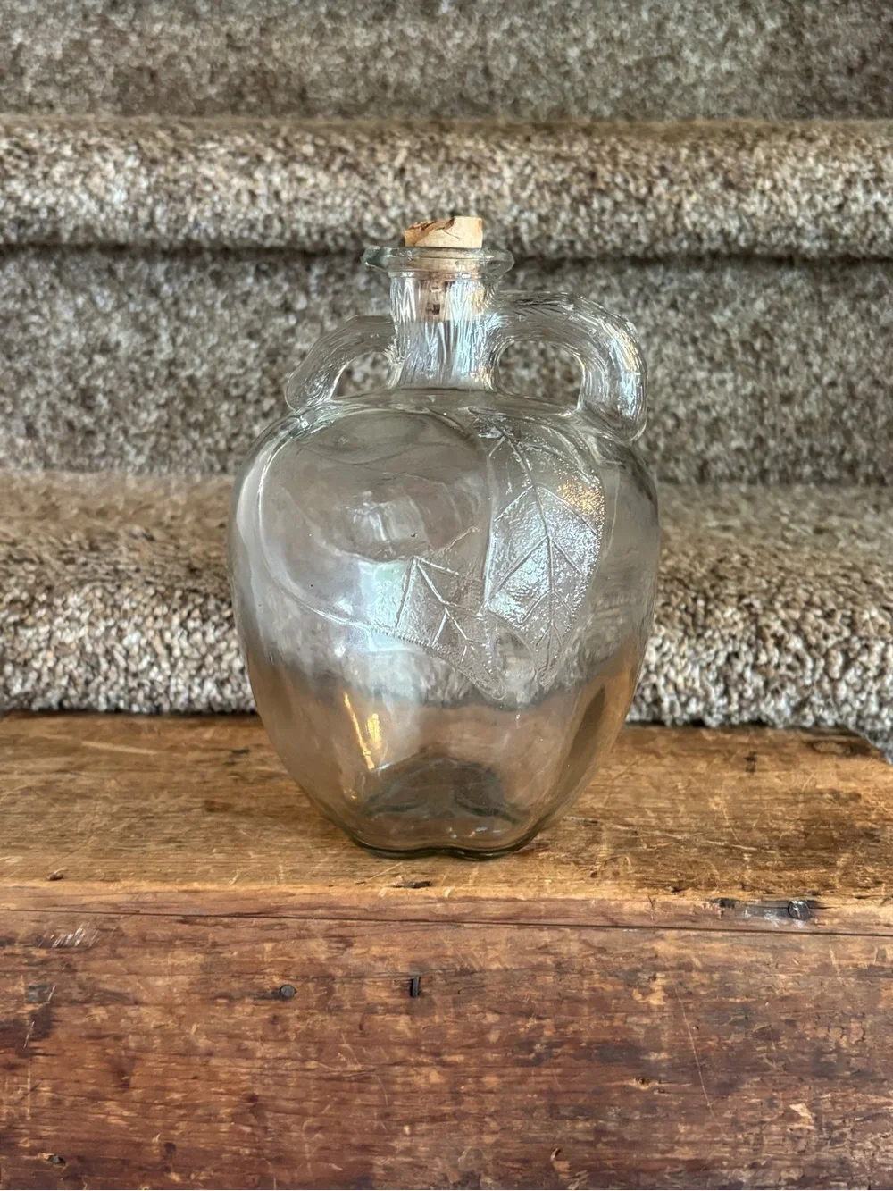 Clear Glass Apple-Shaped Decorative Bottle with Cork